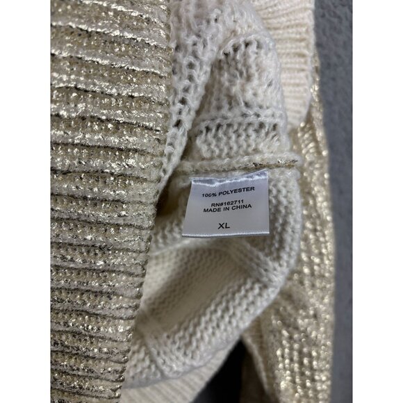 Hooked up by Lot Juniors' Shine Cable-Knit Crewneck Sweater Gold Size XL NWT's - Picture 7 of 8